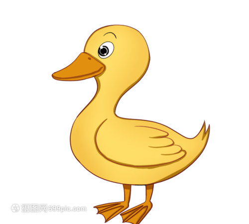 手绘黄色卡通鸭子
